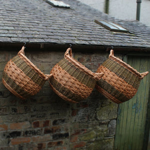 Curved Log Basket - Buff & Natural Brown Willows