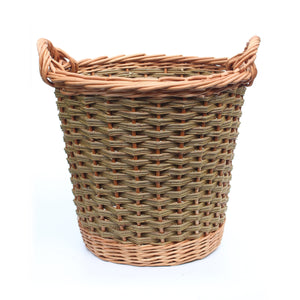 Round Log Basket - Buff & Natural Brown Willows