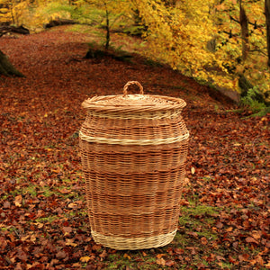 (Customer Request) Linen Basket 'Alibaba' In Peeled Buff & White Willows