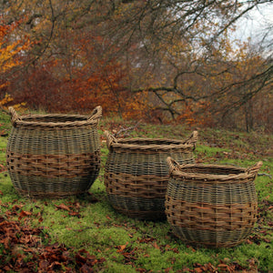 (Customer Request) Curved Log Basket - Natural Green & Brown willows