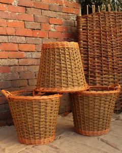 Round Log Basket - Buff & Natural Brown Willows