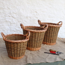 Load image into Gallery viewer, Round Log Basket - Buff &amp; Natural Brown Willows