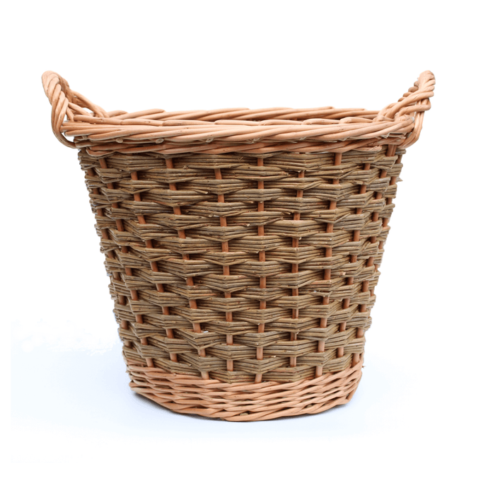 Round Log Basket - Buff & Natural Brown Willows