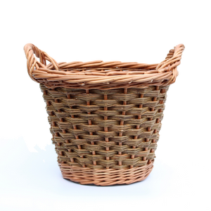 Round Log Basket - Buff & Natural Brown Willows