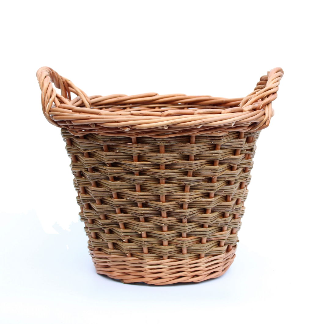 Round Log Basket - Buff & Natural Brown Willows