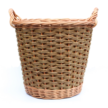 Load image into Gallery viewer, (Customer request) of Round Log Basket - Buff &amp; Natural Brown Willows (Slewed weave)