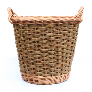 (Customer request) Round Log Basket - Buff & Natural Brown Willows