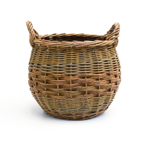 Curved Log Basket - Natural Green & Brown willows