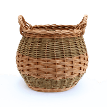 Load image into Gallery viewer, Curved Log Basket - Buff &amp; Natural Brown Willows