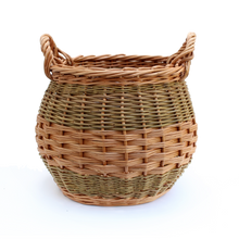 Load image into Gallery viewer, Curved Log Basket - Buff &amp; Natural Brown Willows