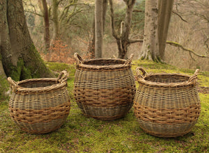 (Customer Request) Curved Log Basket - Natural Green & Brown willows