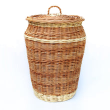 Load image into Gallery viewer, (Customer Request) Linen Basket &#39;Alibaba&#39; In Peeled Buff &amp; White Willows