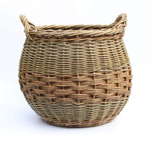 Curved Log Basket - Natural Green & Brown willows